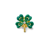 Diamond and Enamel Clover Pin