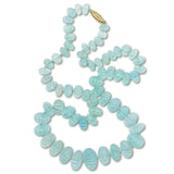 Carved Graduated Aquamarine Bead Necklace