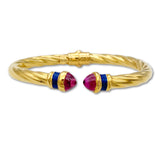 Hinged Pink Sapphire Bangle