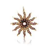 Seed Pearl and Diamond Starburst Pin/Pendant