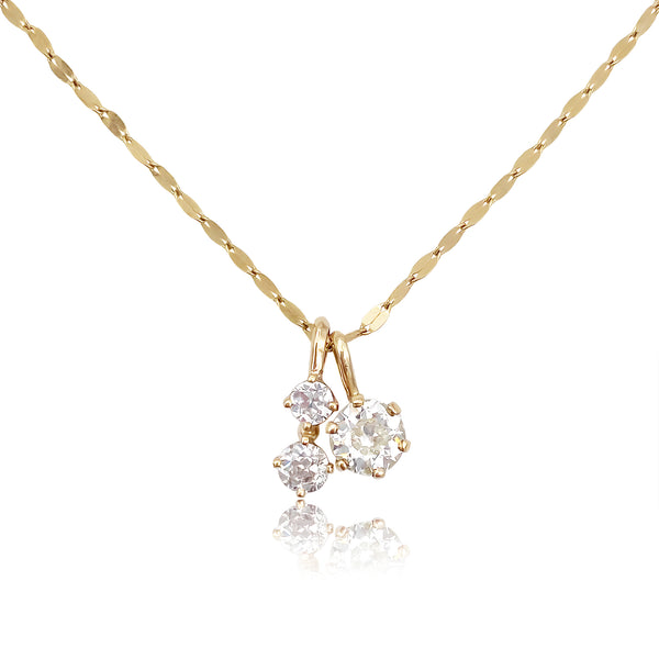 Old Cut Diamond Solitaire Bouquet Necklace