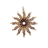 Seed Pearl and Diamond Starburst Pin/Pendant