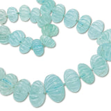 Carved Graduated Aquamarine Bead Necklace