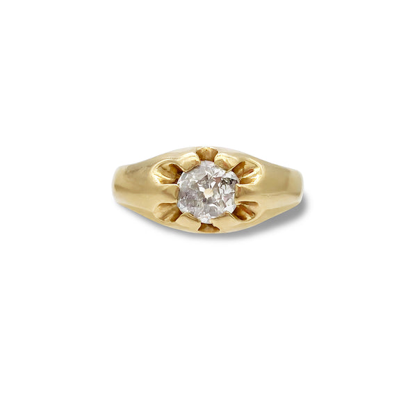 Old Mine Cut Diamond Belcher Ring