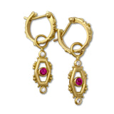 Diamond and Ruby Hoop Charm Earrings