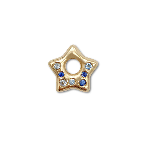 Sapphire and Blue Topaz Puffy Star Charm