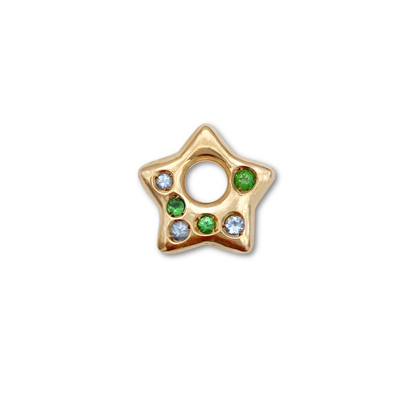Aquamarine and Tsavorite Puffy Star Charm 1