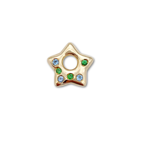 Aquamarine and Tsavorite Puffy Star Charm 2
