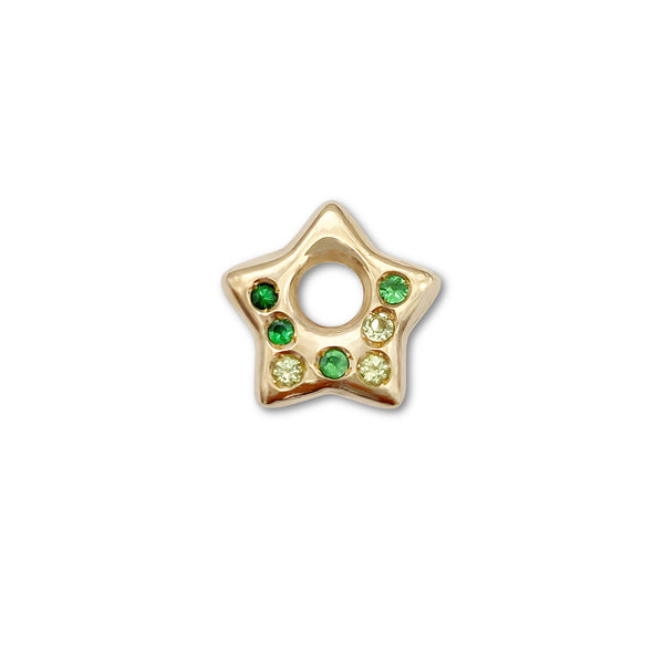 Tsavorite and Peridot Puffy Star Charm