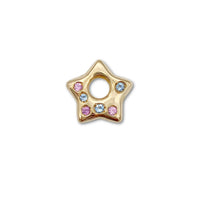 Pink Sapphire and Aquamarine Puffy Star Charm 1