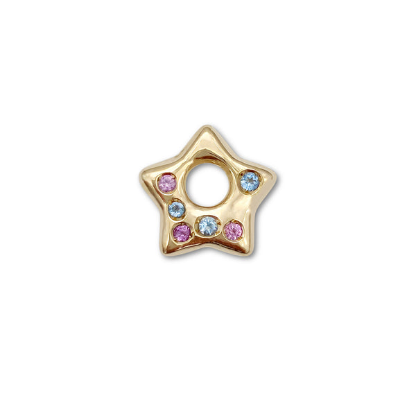 Pink Sapphire and Aquamarine Puffy Star Charm 2