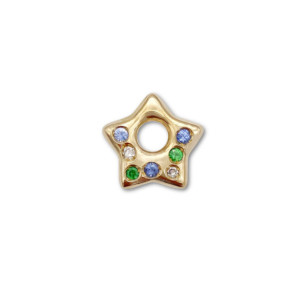 Tanzanite, Diamond and Tsavorite Puffy Star Charm 1