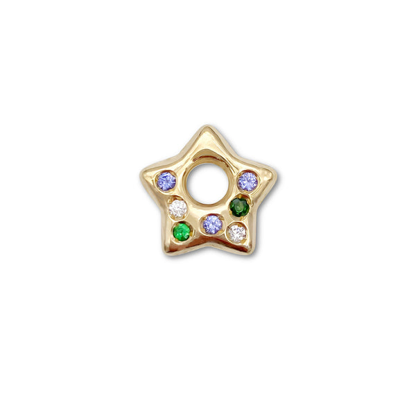 Tanzanite, Diamond and Tsavorite Puffy Star Charm 2