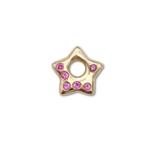 Pink Sapphire Puffy Star Charm