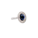 Sapphire Cabochon and Old Cut Diamond Halo Ring