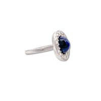 Sapphire Cabochon and Old Cut Diamond Halo Ring