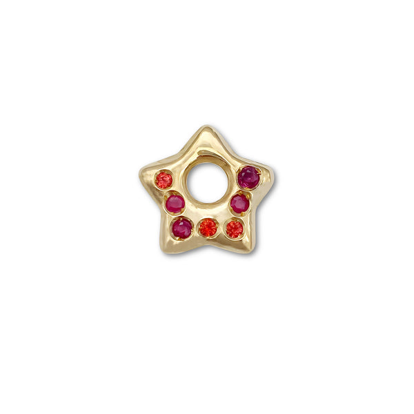 Orange Sapphire and Ruby Puffy Star Charm 1