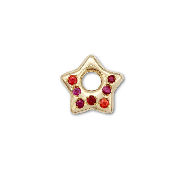 Orange Sapphire and Ruby Puffy Star Charm 2