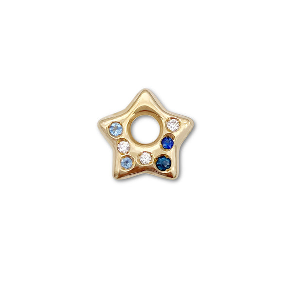 Aquamarine, Diamond and Sapphire Puffy Star Charm 1
