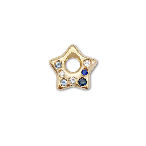 Aquamarine, Diamond and Sapphire Puffy Star Charm 2