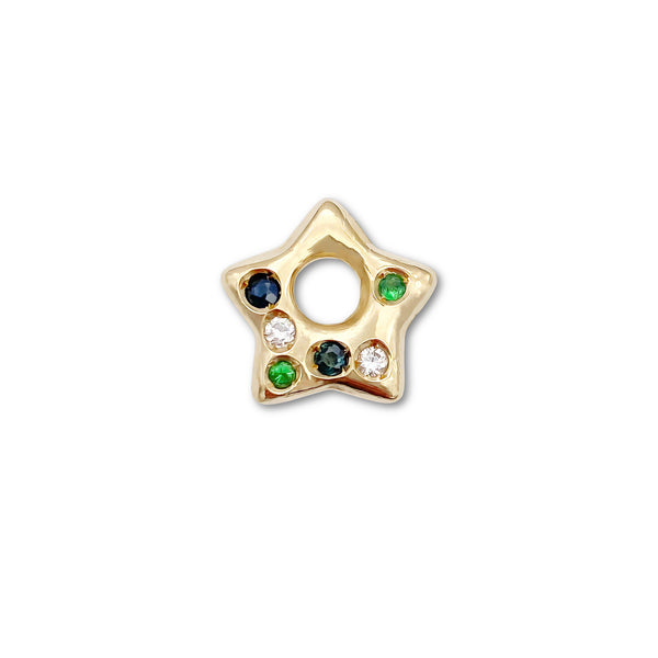 Sapphire, Diamond and Tsavorite Puffy Star Charm 1