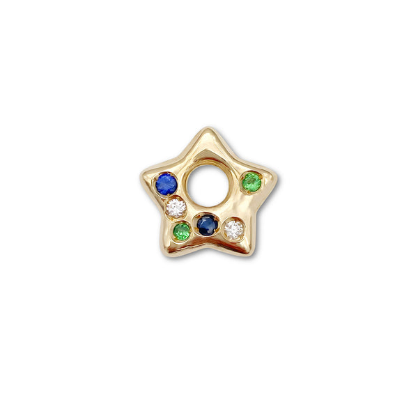 Sapphire, Diamond and Tsavorite Puffy Star Charm 2